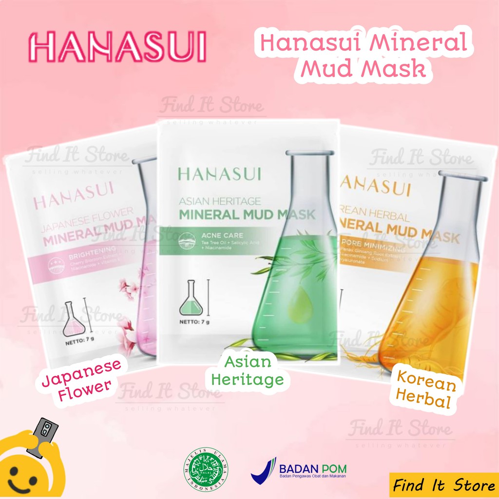 Hanasui Naturgo Lightening Peel Off Face Mask Masker hitam Komedo BPOM | Mineral Mud Mask