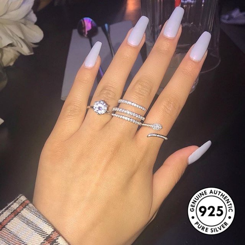 Cincin Berlian Kreatif Bahan S925 Sterling Silver