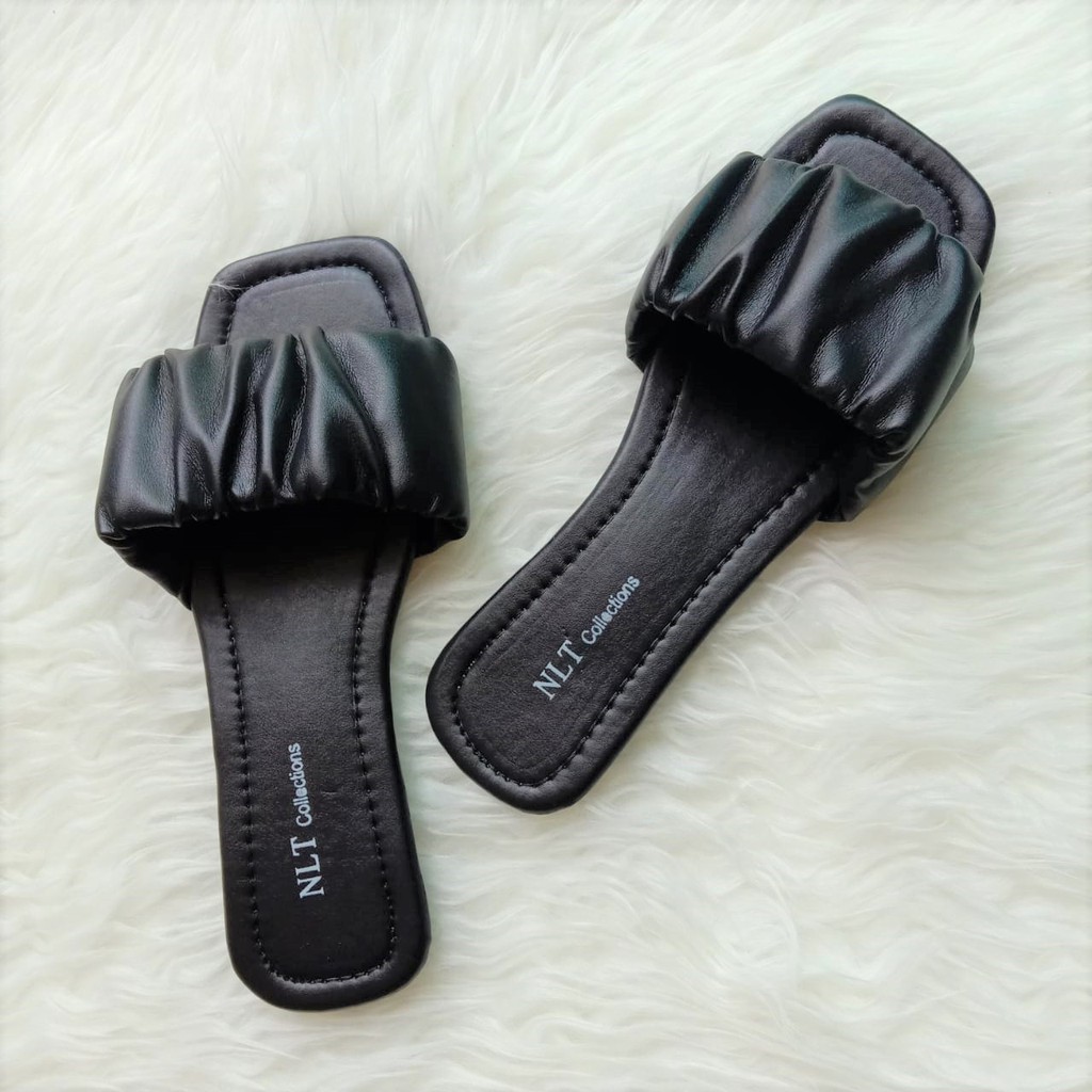 NunuLisaTan - Promo Bayar di tempat sandal wanita teplek terbaru sandal slop HITS-HITAM