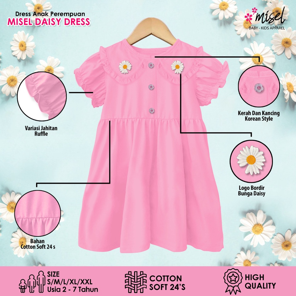 Midi dress anak daisy by misel motif ruffle bunga
