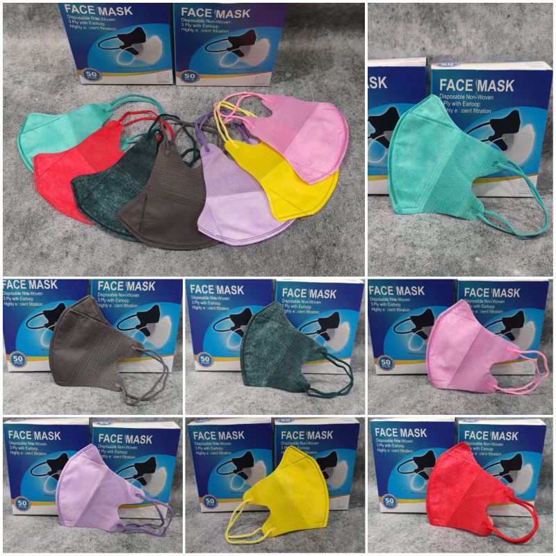 READY STOK DUCKBILL CAREION GARIS EARLOOP 3 PLY CAREION FACE MASK HIJAU TOSCA PINK GREY UNGU KUNING MERAH HIJAU ARMY