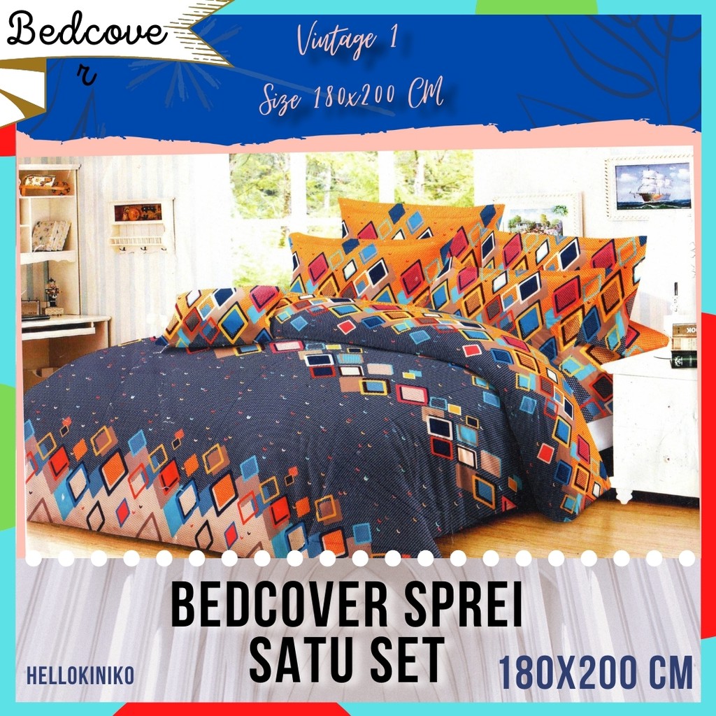 BEDCOVER + SPREI KATUN MOTIF BANYAK MURAH T30 180x200 CM KINIKO