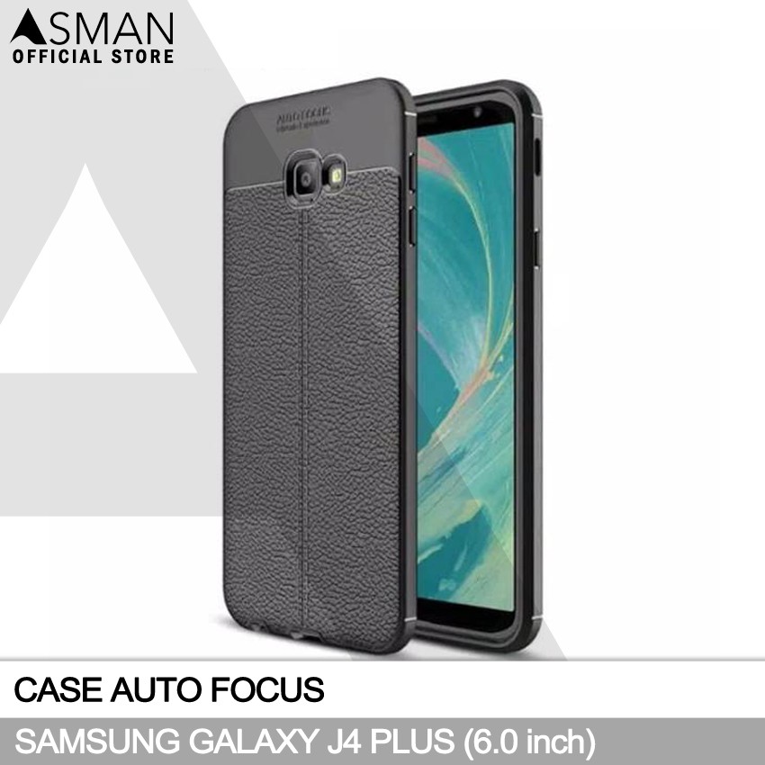 Auto Focus Samsung Galaxy J4 Plus (6.0&quot;) | Soft Case Leather Premium - Hitam