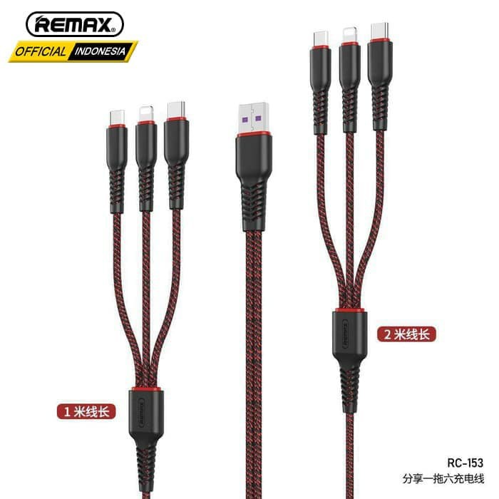REMAX Share Series 6 In 1 Charging Cable RC-153 BLACK RED