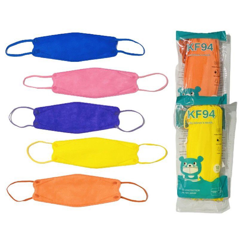10PCS MASKER ANAK KF94 WARNA WARNI 1W 4PLY EARLOOP TALI WARNA MODEL EVO KPOP KOREA KIDS FISH MASK
