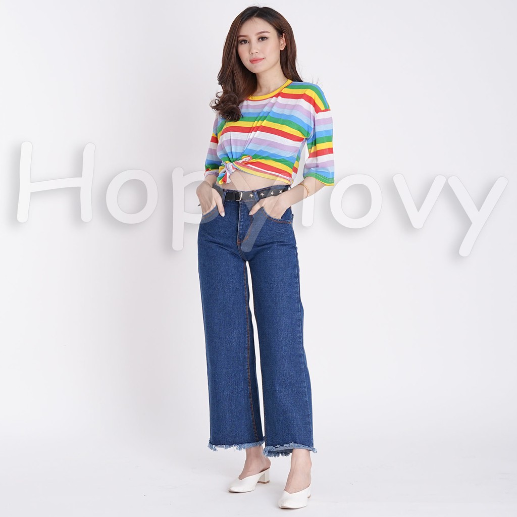 Hopylovy Celana Kulot Jeans Wanita | Celana Jeans Kulot Wanita | Celana Boyfriend Kulot Jeans Kenzie