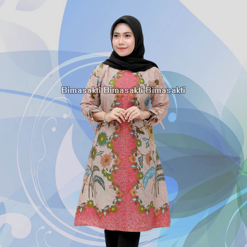 Terbaru - tunik batik wanita motif terbaru - atasan batik wanita - tunik lengan panjang - tunik batik modern - atasan batik muslimah - dress batik wanita terbaru - bimasakti - bima sakti - bayar ditempat