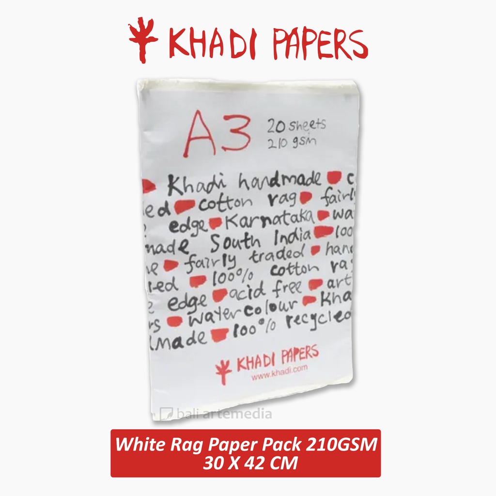 Khadi White Rag Paper Packs 210g A3