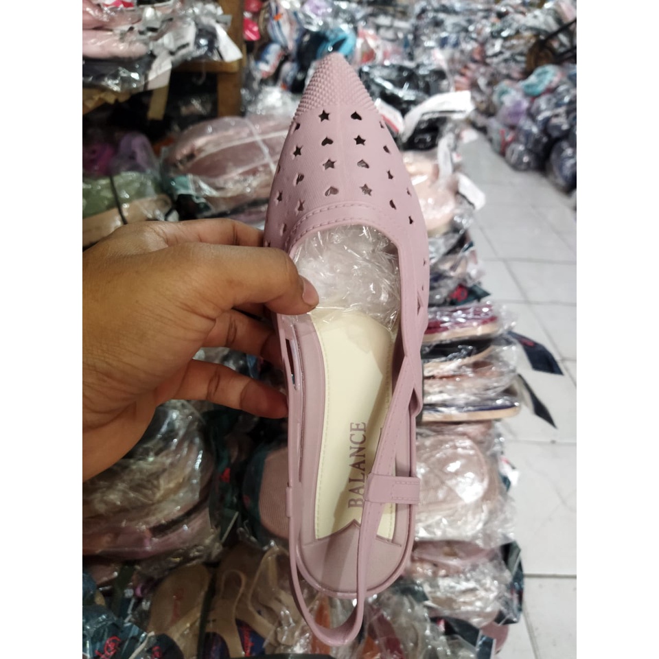 Sepatu jelly Wanita dewasa motif love stars balance 0226-1 size 36-40/sepatu wedges wanita dewasa import