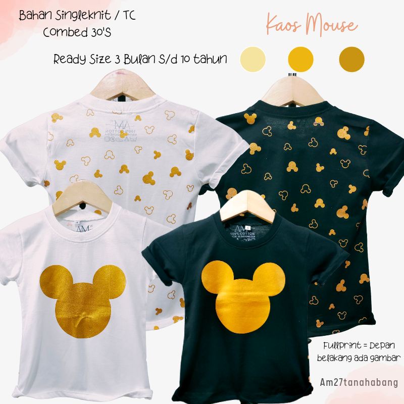 BAJU KAOS ANAK CEWEK Bayi 3 bulan s/d 10 tahun Fullprint Katun - Mouse