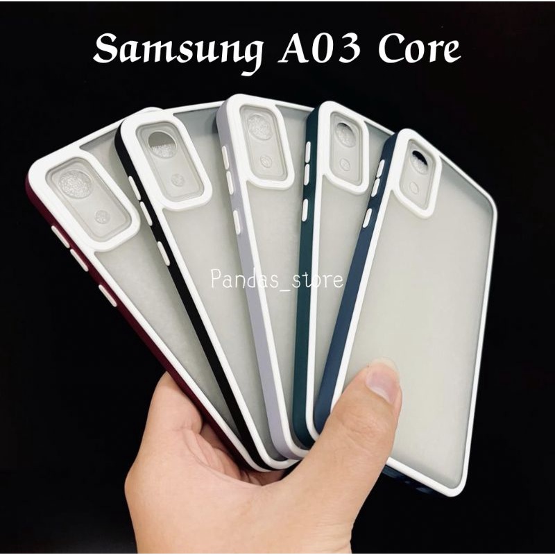 Pro Hybird Samsung A03 Core Softcase Halus dan Elegan / Pinggiran Garis Putih Keren (Pandas)