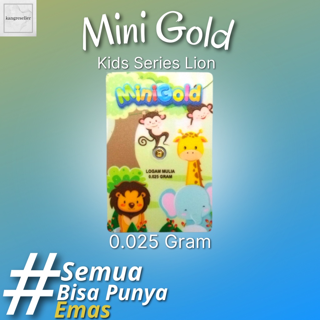 Mini Gold 0,025 Gram Gift Kids Series Lion Hadiah Emas Mini Kecil 24 Karat 0.025 Gr
