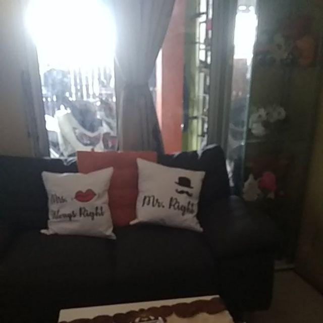 Sarung Bantal Kanvas mr Right + Mrs Always Right