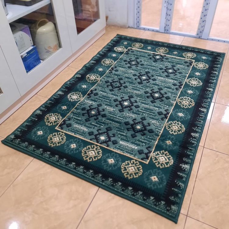 KARPET MIRZAE 100 X 150 MZ02 GREEN Karpet Lantai Hijau, Permadani Bulu Tebal-3