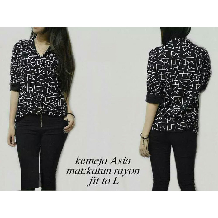 Kemeja wanita termurah PROMO Hitam Polos Korean Style tebal premium baju cewek kekinian H5X7 Bisa CO