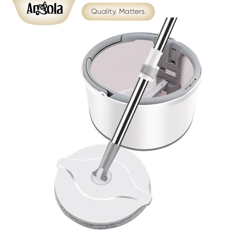 ANGOLA SPIN MOP D31 ALAT PEL LANTAI KAIN PEL ALAT PEMBERSIH PRAKTIS PEL-PELAN OTOMATIS TERLARISS...,