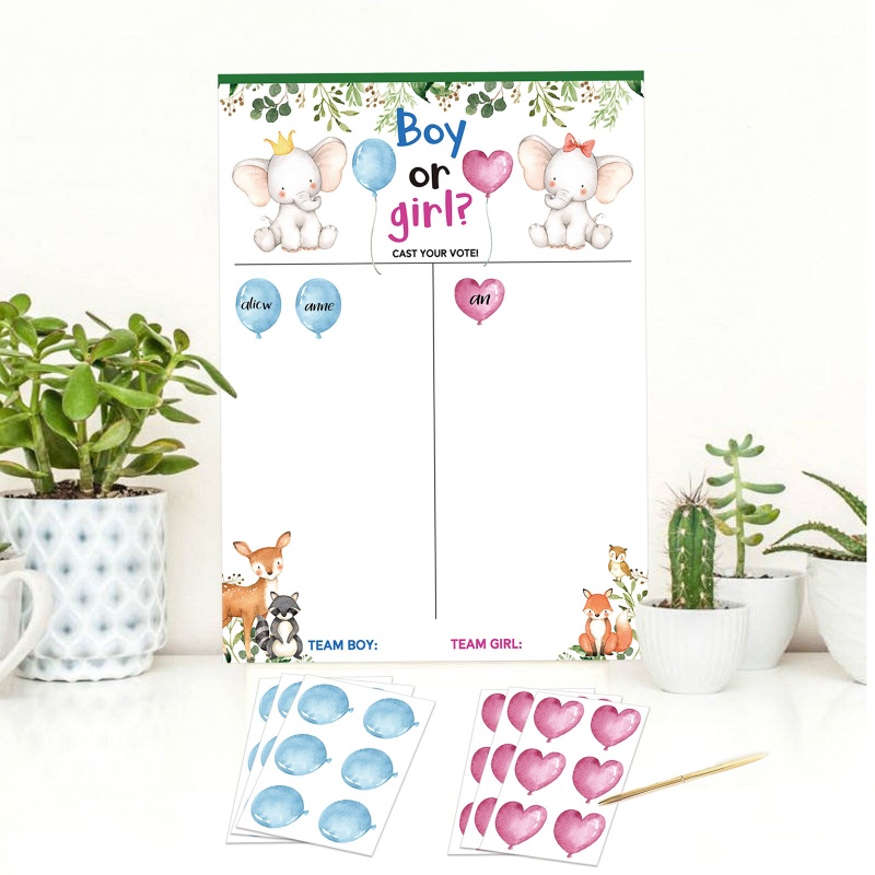 Mary Set Stiker Poster Motif Gender Secret Game Untuk Baby Shower / Anak Laki-Laki / Perempuan