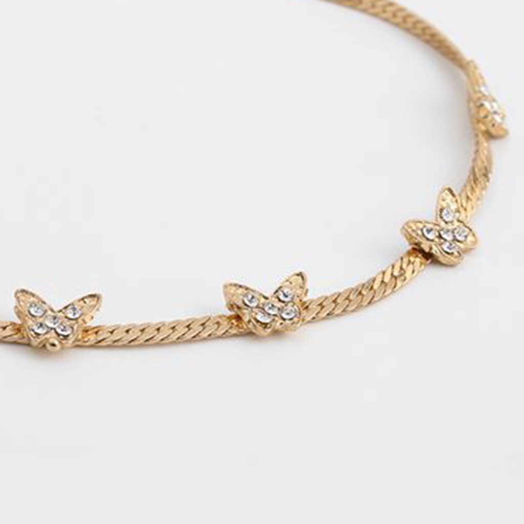 Hu Hu Hu Hu Hu Alat Bantu Pasang Kacamata♡ Kalung Choker Liontin Kupu-Kupu Hias Berlian Imitasi Warna Polos Untuk Wanita