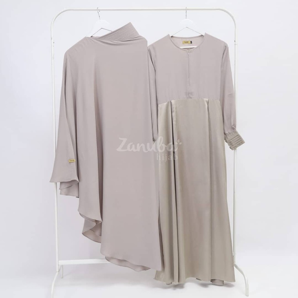 Gamis Set Luxury Jacquard Emboss ori Zanuba Hijab