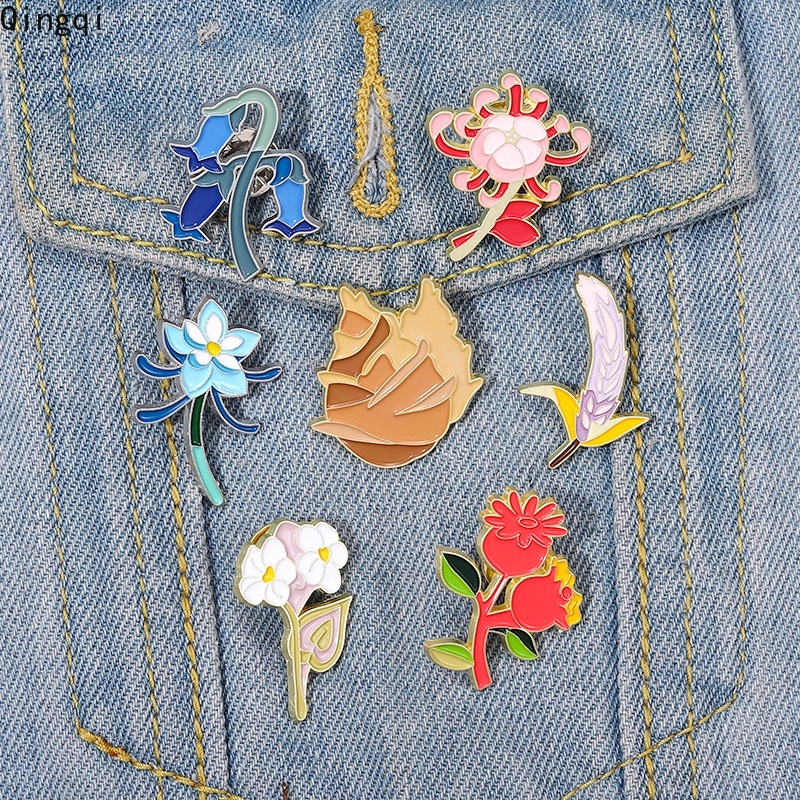 Bros Pin Enamel Desain Anime Game Genshin Impact Flower Untuk Hadiah Teman