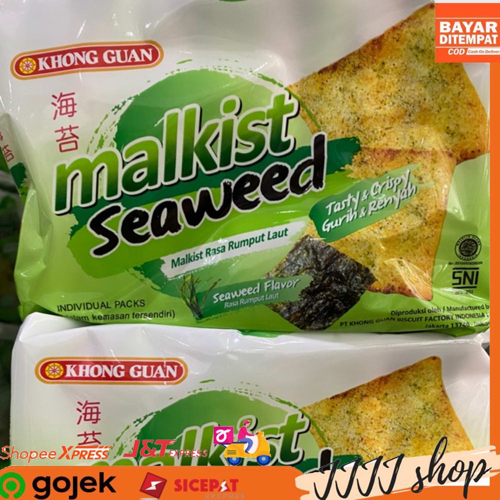 

Khong Guan Malkist Biskuit Cemilan Snack Cracker Rasa Rumput Laut Seaweed Bag isi 10 pcs 180gr