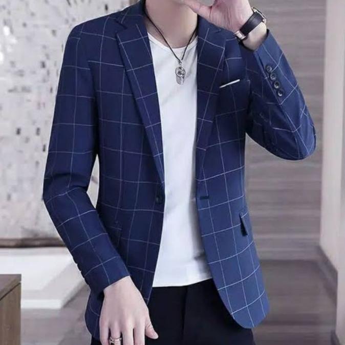 TS15 - BLEZER JAS PRIA JAS FORMAL JAS KANTOR motif kotak