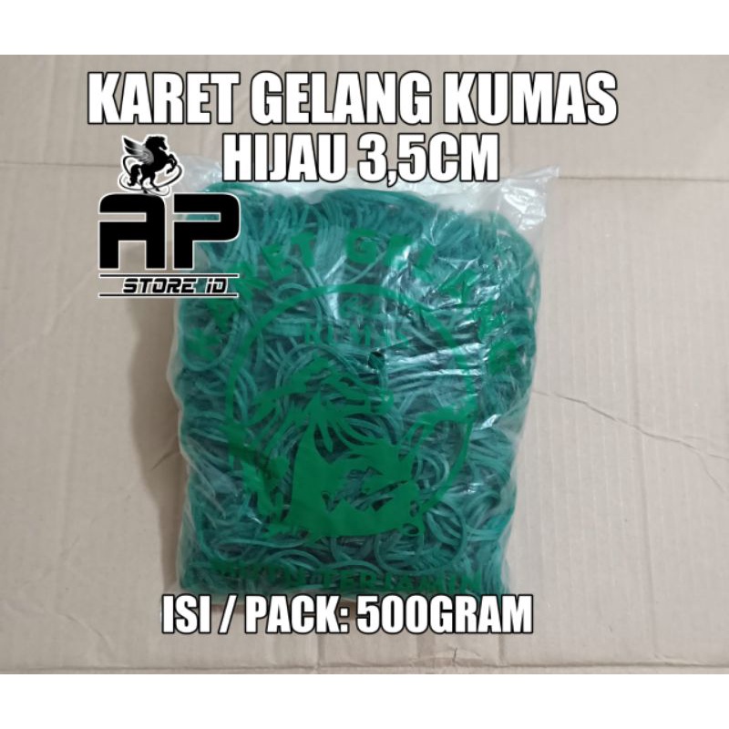 isi 500gram Karet Gelang Kumas Hijau 3,5cm