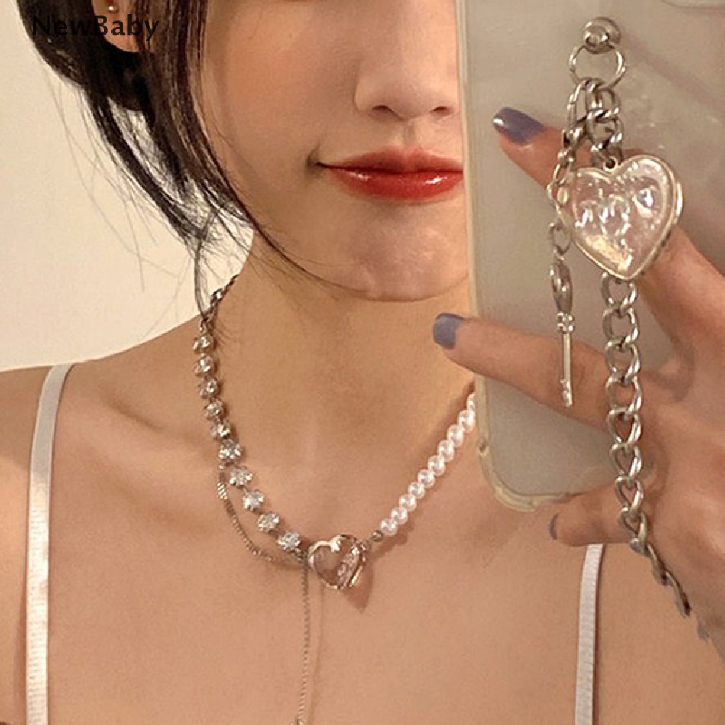 Kalung Pendek Liontin Hati Warna Pink Gaya Punk Vintage Untuk Wanita