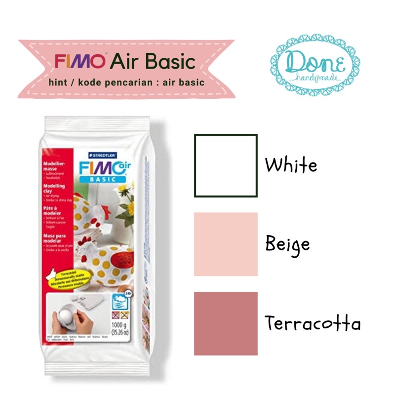 done handymade FIMO airdry clay FIMO air basic modelling clay bahan clay 1kg