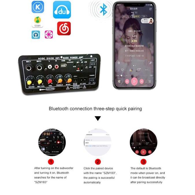 DKK.20Au22ᴺ– 400W Amplifier Board  Modul Subwoofer Mono Amp 120w 220v / 12v / 24v Untuk Speaker Blue