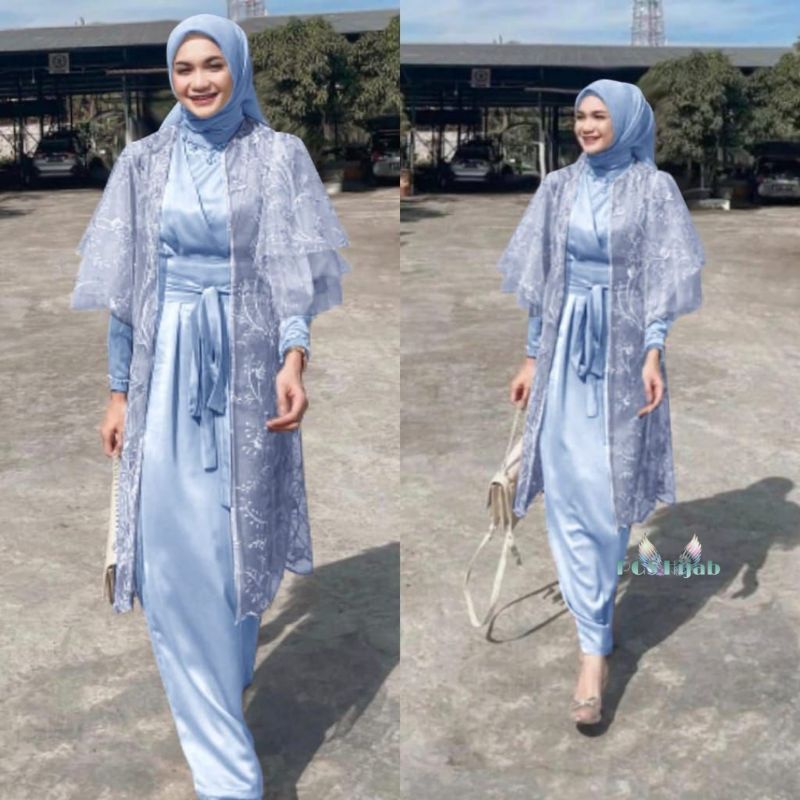 Violin Set Brokat Azalea Lucia Maxy Rayya Gamis Outer Setelan Kondangan Tile Kebaya Kimono Jumbo XXL Ld 120CM Lebaran Terbaru Dress Muslim 2 In 1 Bridesmaid