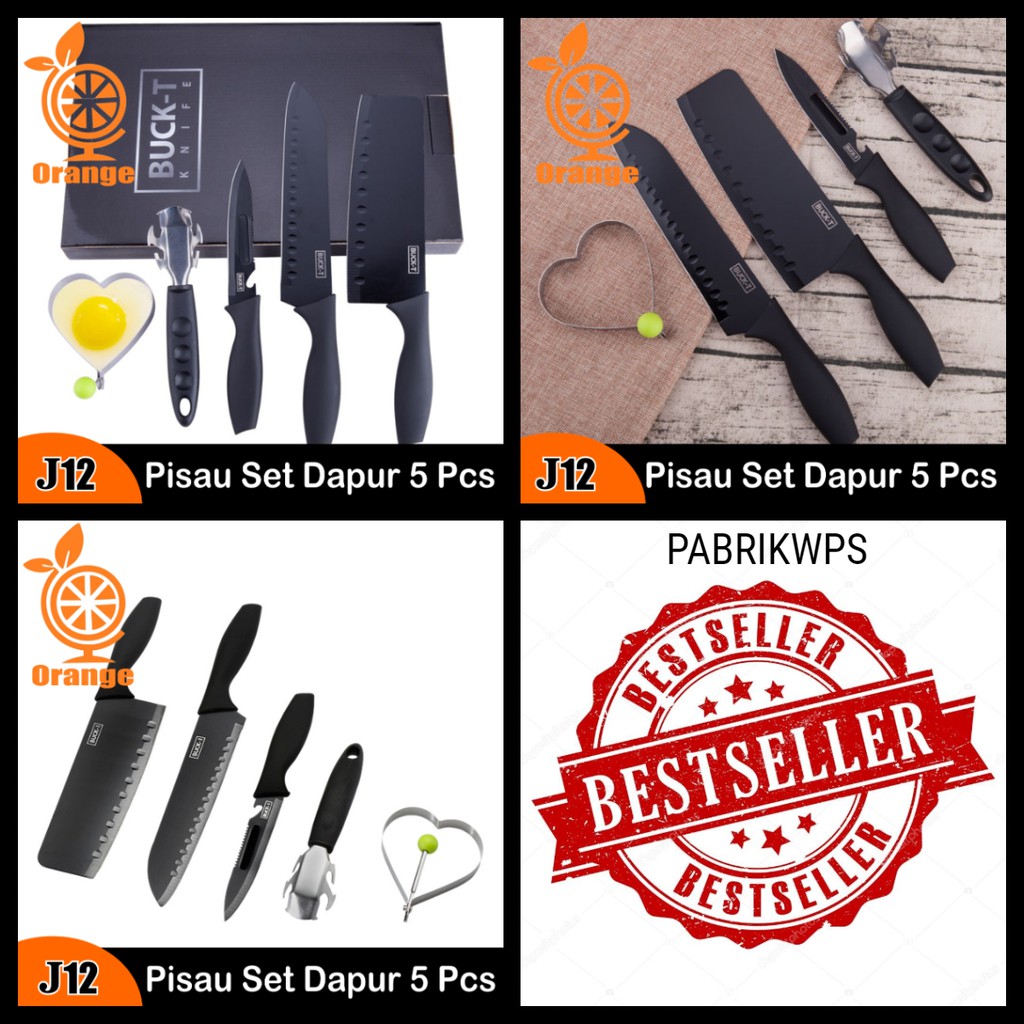 Pisau Dapur Set Black On Black 1083 Pisau Set Hitam