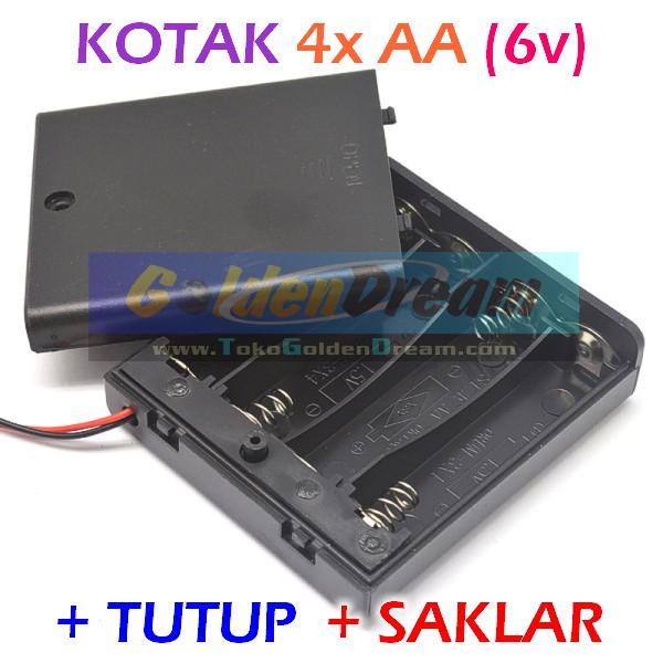 Jual Kotak Batre Tempat Baterai Tutup AA 4pcs Battery Holder Dengan ...