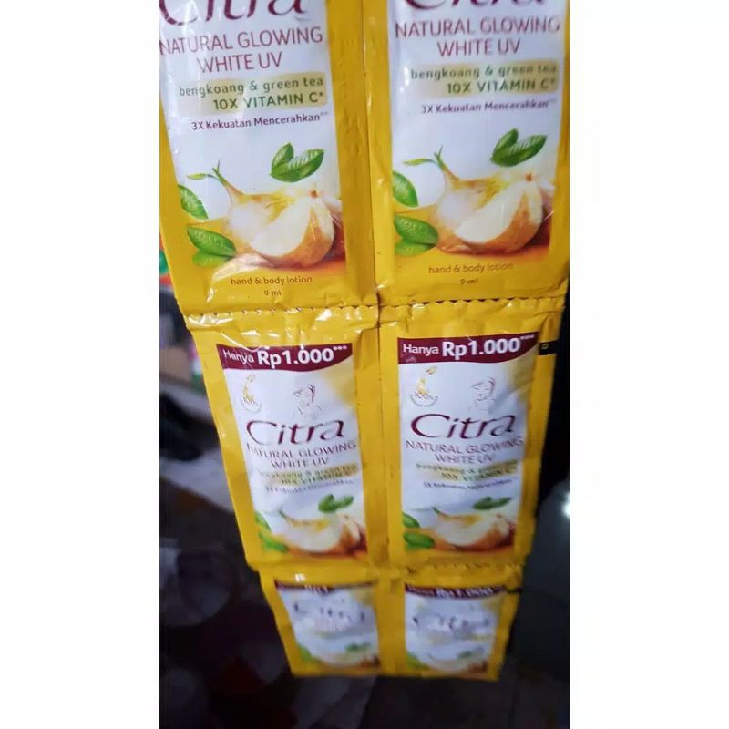 Citra Hand &amp; body lotion Natural Glowing white uv bengkoang &amp; greentea 9 ml(12pcs)