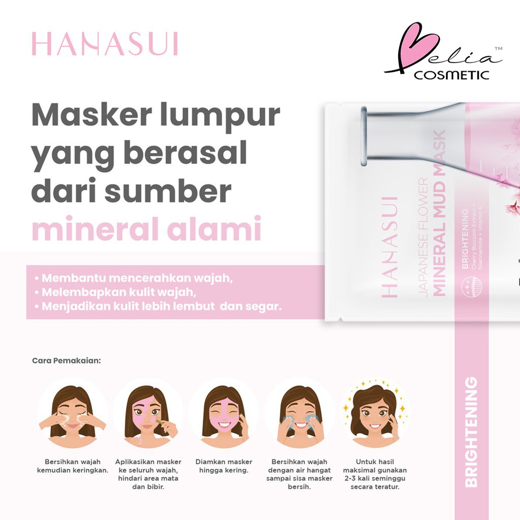 ❤ BELIA ❤ HANASUI Mineral Mud Mask ✔️BPOM Japanese Flower. Asian Heritage. Korean Herbal 7g