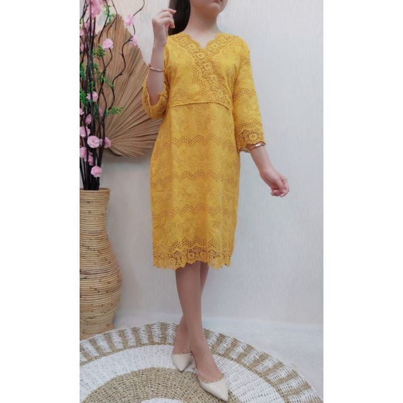 DRESS KATUN BOLONG CHIBI IMPORT MIX BORDIR BUNGA