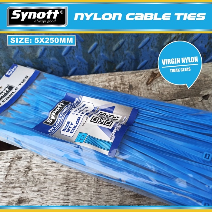 Kabel Tis 250 mm X 5 mm Synott Cable Ties Biru isi 100pcs