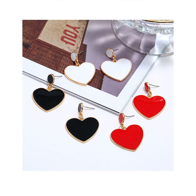 LRC Anting Tusuk Fashion  Drop Nectarine Heart Studs A60123