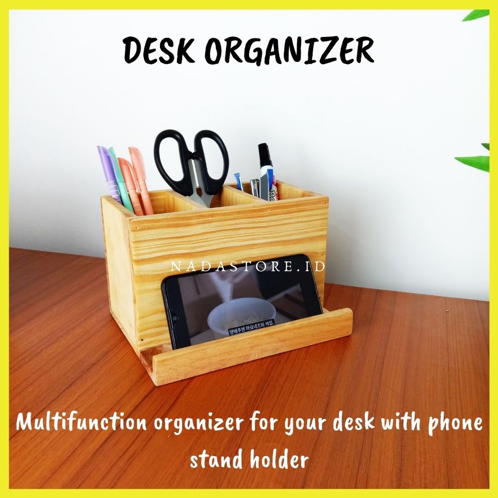 COD - KOTAK STORAGE MEJA DESK ORGANIZER KOTAK PEN HOLDER DAN PHONE STAND HOLDER