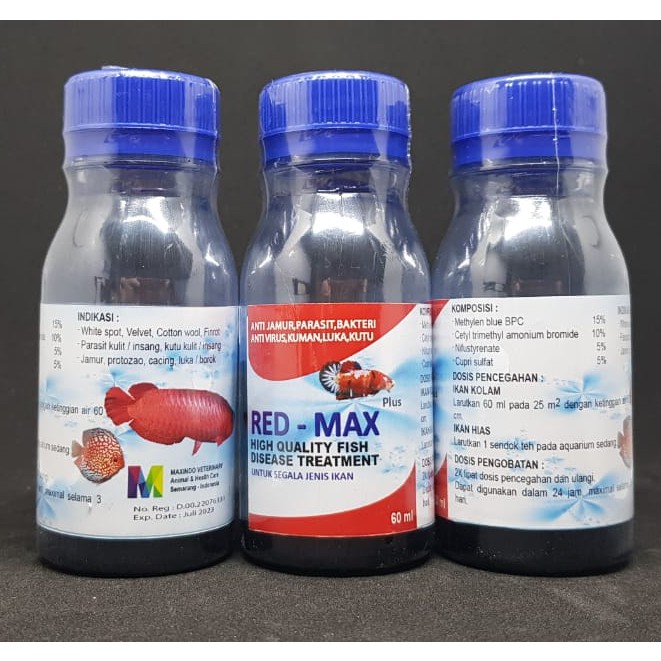 Obat Ikan Anti Jamur, Bakteri, Parasit , Luka dan Kuman RED MAX 60 ML