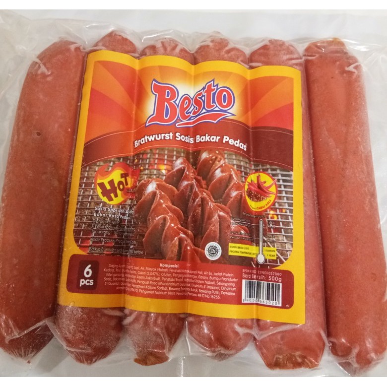 Sosis Besto Bratwurst Sosis Bakar Pedas Isi 6pcs 500gr Shopee Indonesia