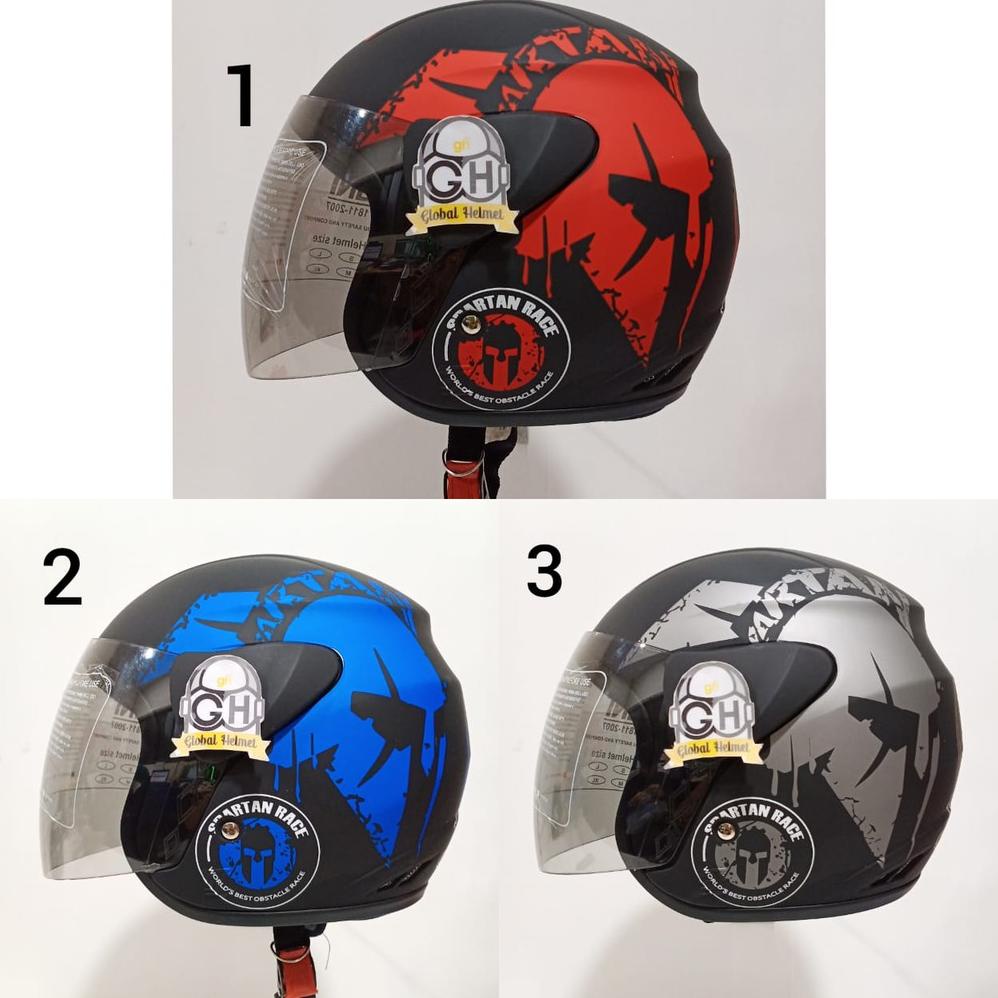 Helm Half Face Evolution Motif Spartan Race Mirip Gm Evo Murah Helm Dewasa Murah