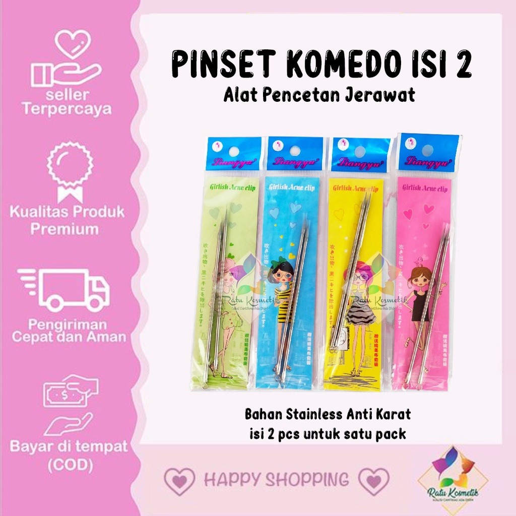 ❤ RATU ❤ Pinset Komedo | Pinset Jerawat | Alat Jerawat Komedo Isi 2 | Blackhead Tweezer