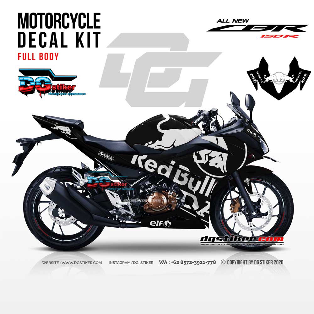 Jual Modif Striping CBR 150R Hitam Redbull DG Stiker Indonesia Shopee Indonesia