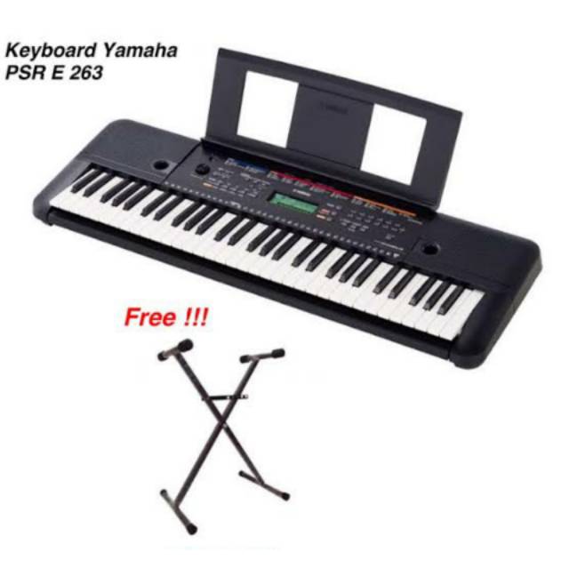 Promo Paket Keyboard Yamaha PSR E 263 E263 + Stand + Tas