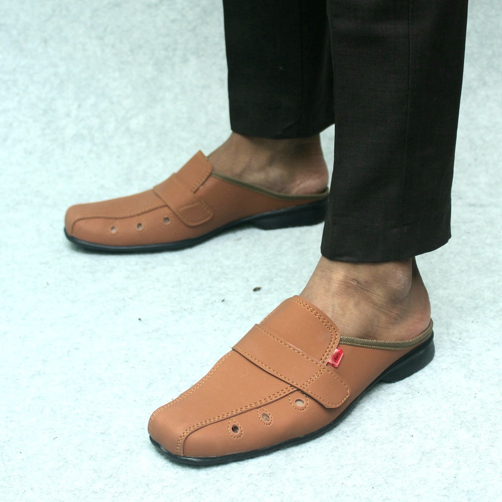 sandal sepatu pria KULIT ASLI DEWASA CHAFRA GALF KULIT SINTETIS PREMIUM SLIDE SLIP ON SLOP SLIPER - TUTONG BUSTONG KULIT KERJA KANTOR FASHION KERJA KANTOR SANTAI