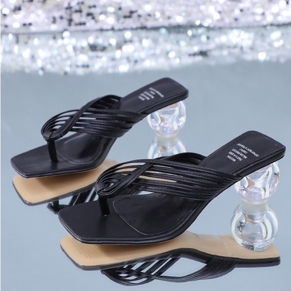 FD Heels Wanita Elegant Sandal Heels Import Sendal Hak Kaca Kasual HI-028