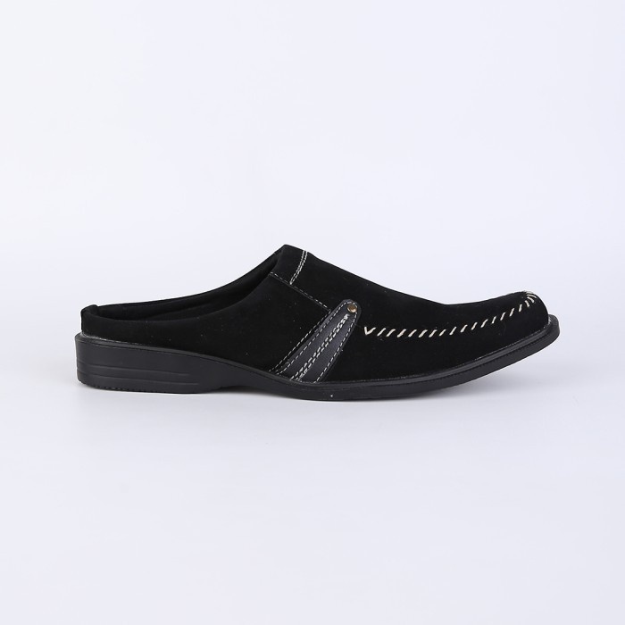 BRKA Series BIG SIZE 38-47 sepatu sandal pria ukuran besar-jumbo nomer 44 45 46 47 Sendal bustong casual formal kulit suede hitam
