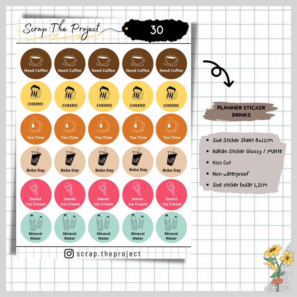 

STICKER PLANNER JOURNAL / DRINKS ACTIVITY STICKER / STP - 30