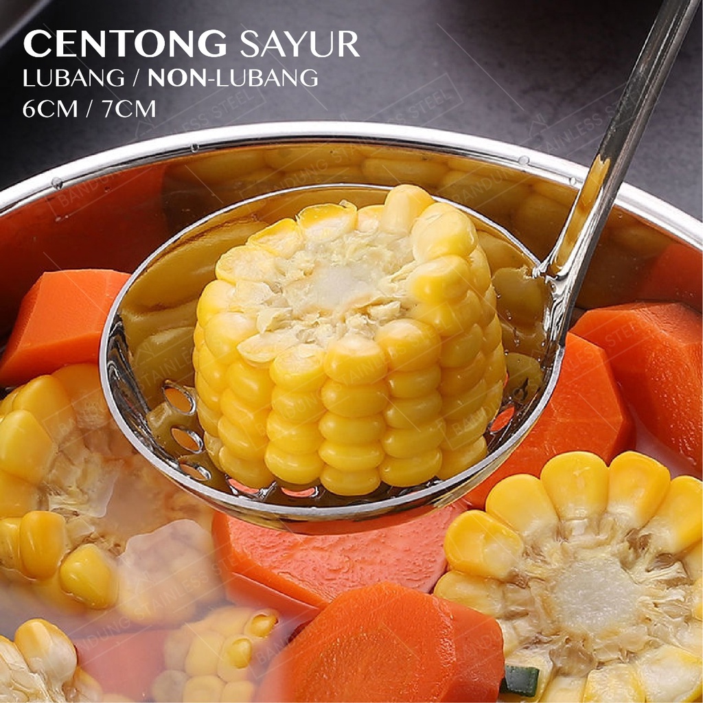 Sendok Sayur Sup Soup lubang dan tidak lubang Stainless Steel Centong Sayur Murah